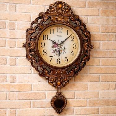 Imagem de Relógio De Parede Pendulo Boala Floral Elegante Rustico 59cm