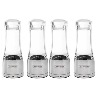 Imagem de Moedor Aço Inox Acrílico Tramontina para Sal e Pimenta 4 Unidades 61653000X4