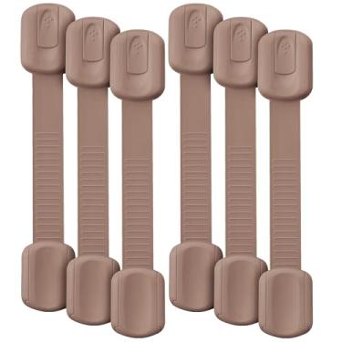 Imagem de Bates- Fechaduras de alça de segurança para crianças, pacote com 6, fechaduras pretas para armário de bebê, fechaduras de banheiro à prova de bebê, cor sandrift, fechaduras de armário de bebê para