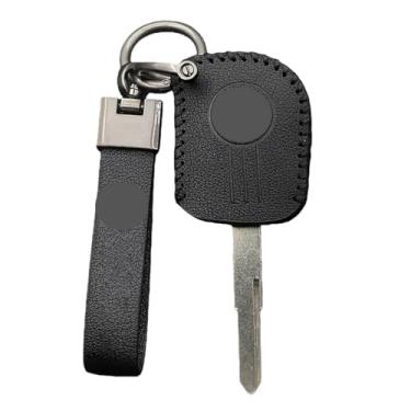 Imagem de Couro da motocicleta remoto caso chave fob capa protetor titular saco escudo compatível com peugeot django 150 125 50 acessórios chaveiro automático(H-black ring)