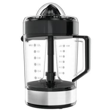 Imagem de Espremedor de Frutas Elétrico 1,2L com Dupla Rotação – Espremedor de Laranja Automático em Inox(110V / 127V,Preto c/Inox)