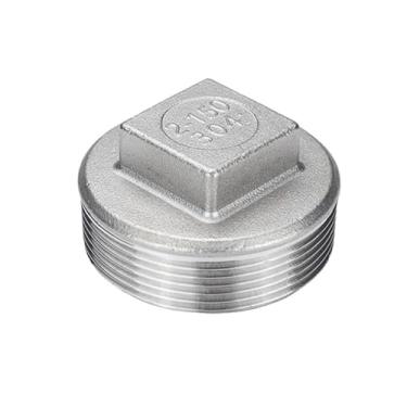 Imagem de ROUPWKWO Parafuso externo de aço inoxidável 304 rosca externa junta interna de placa de quatro cantos (SS304, DN65)