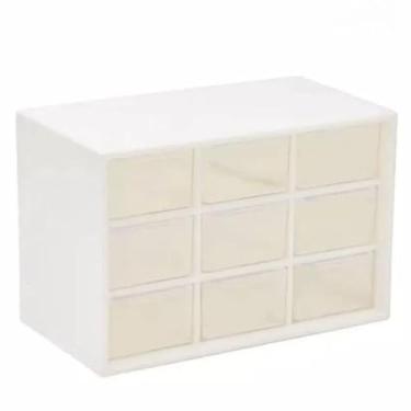 Imagem de Organizador de mesa com 6 ou 9 gavetas transparentes, perfeito para guardar cosméticos, joias e artigos de papelaria(9 Gaveta Branca Kit 2)