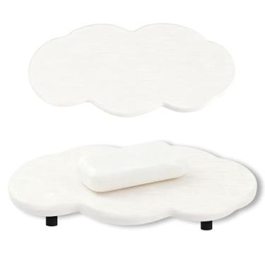 Imagem de Yuibthr Bandeja de pedra absorvente de água, bandeja de secagem rápida para banheiro e cozinha, porta-copos de diatomita de pia de secagem instantânea, bandejas de penteadeira, suporte de esponja