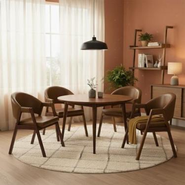 Imagem de Kit 4 Cadeiras Sala de Jantar Premium Com Braço Madeira Maciça Movellu