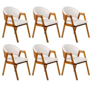 Imagem de Kit 6 Cadeiras Sala de Jantar Premium com Braço Madeira Maciça Movellu