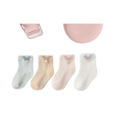 Imagem de Meias de Algodão para Bebê - 4 Pares Respiráveis para Verão, 1-3Anos (