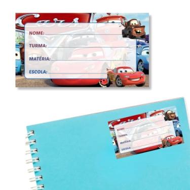 Imagem de Kit 14 Etiquetas Escolares M Carros Caderno Infantil Menino Personalizado Adesivo Volta as Aulas