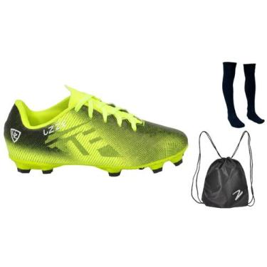 Imagem de Chuteira Campo Adulto Travas Costurada UZ + Meião Mochila - Uzze, Amar