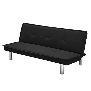 Imagem de Sofá-cama de tecido, sofá-cama conversível futon, cama reclinável para casa, cama dobrável reversível, sofás para sala de estar, preto