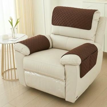 Imagem de Capas antiderrapantes para poltronas, com proteção para os braços e encosto de cabeça, ideais para sofás reclináveis ​​de 3 lugares. Possuem bolso lateral e são laváveis.