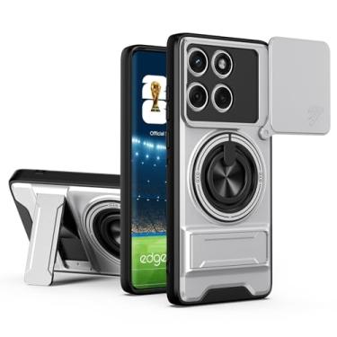 Imagem de SORAKA Capa para Motorola Edge 60 Fusion com suporte,proteção de lente com janela e capa dupla de PC e TPU compatível com suporte magnético para carro