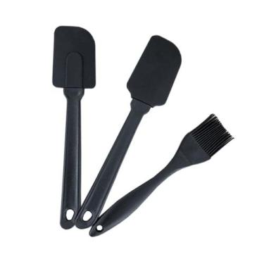 Imagem de Kit Cozinha Espátulas E Pincel Em Silicone - 3 Pçs - Clink, Preto