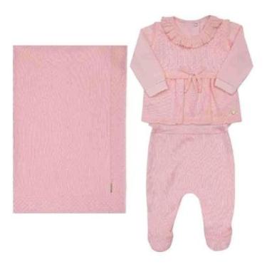 Imagem de SAÍDA MATERNIDADE MENINA ROSA TRICÔ PARAÍSO TAMANHO RN-Feminino
