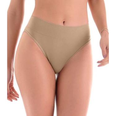 Imagem de Calcinha Tanga Cós Largo sem Costura Zee Rucci Bege, G, Bege