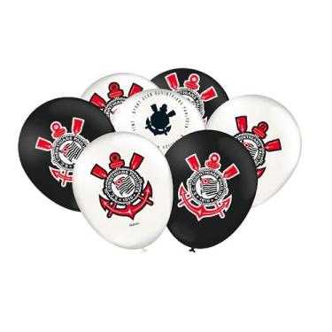 Imagem de Balão Redondo Emblema Corinthians 9 25 Unid. - Festcolor