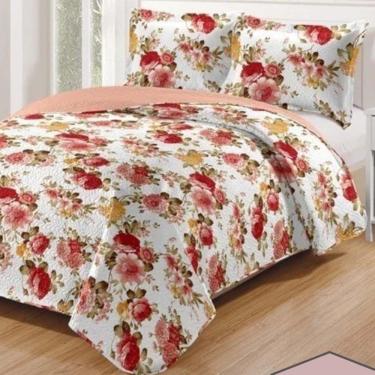 Imagem de Kit Cobre Leito Colcha Daily Queen 3 Peças Dupla Face Estampado - Floral 50 - 100% Poliéster