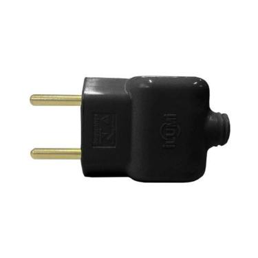 Imagem de Pino Macho 2p 10a Com Prensa Cabo Preto - Ilumi