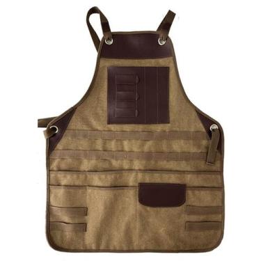 Imagem de Avental de ferramentas, lona pesada, bolsos de camada dupla, 70x55cm -