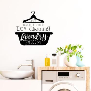 Imagem de Adesivos de parede Laundry Room Wash & Fold 24/7 PVC 40x59cm - yiweisa