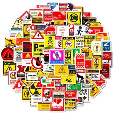Imagem de Adesivos, sinais de aviso e segurança, 100 unidades à prova d'água - y
