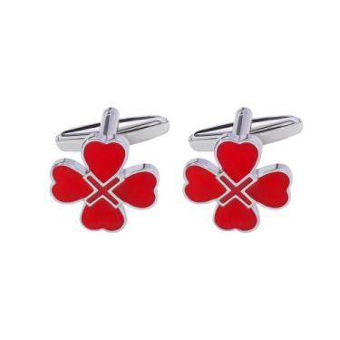Imagem de Cufflinks Premi Trevo de quatro folhas em forma de coração para homens