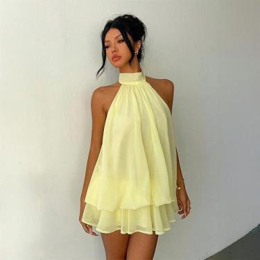 Imagem de Vestido Curto Frente Única em Musseline Cor:AmareloTamanho:G - Lunii, 