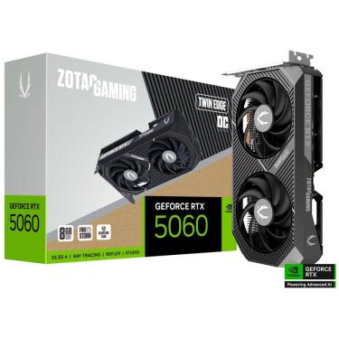 Imagem de Placa de Vídeo Zotac GeForce RTX 5060 Twin Edge OC, 8GB GDDR7, 128Bits, DLSS4, Ray Tracing, Dual Fan - ZT-B50600H-10M