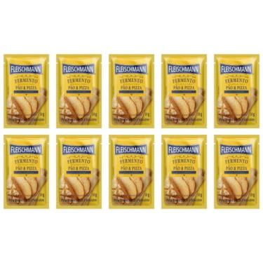 Imagem de Kit 10 Fermento Biológico Seco Para Pão e Pizza Fleischmann