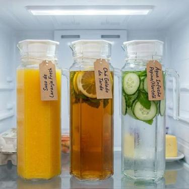 Imagem de Jarra Lisa Vidro Tampa Garrafa 1,1L Alça Suco Bebida - - EISNTOK