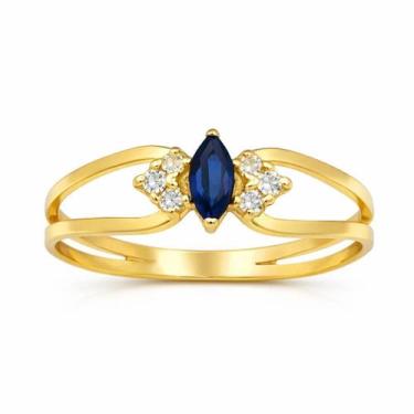 Imagem de Anel em Ouro 18K com Safira Azul e Diamantes - Joia Sofisticada - Just