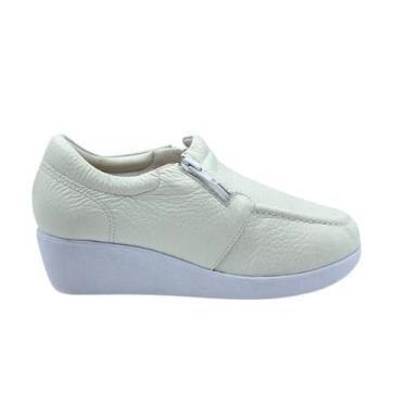 Imagem de Mocassim feminino usaflex anabela- 6262pl - branco - 36, Branco, 36