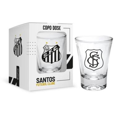 Imagem de Copo Dose Individual KazzaVip Vidro Oficial Licenciado SANTOS Football