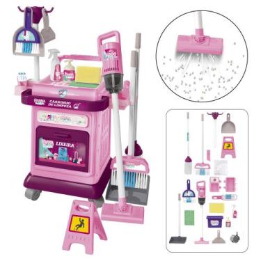 Imagem de Brinquedo Kit Carrinho Faxina Limpeza Infantil Dm Toys DMT0260