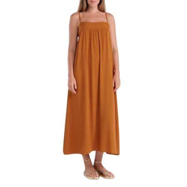 Imagem de Saída de Praia Vestido Longo She Elegante Soltinho Viscose, Laranja, P