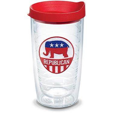 Imagem de Tervis Copo isolado de parede dupla com elefante republicano feito nos EUA, 473 g, emblema