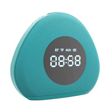 Imagem de HIOD Alto-falante Bluetooth multifuncional Super Bass Microfone embutido 33 pés (10 m) Alcance 12h Alto-falante sem fio para tempo de reprodução com despertador/lâmpada de mesa, azul