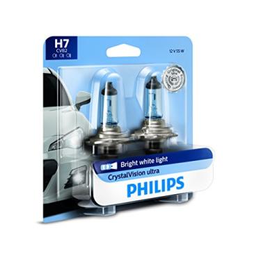 Imagem de Philips H7 CrystalVision Lâmpada de farol branco brilhante ultra atualizada, pacote com 2