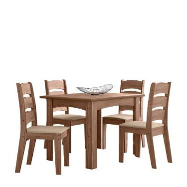 Imagem de Conjunto Sala De Jantar 4 Cadeiras Com Mesa 1,10M Mali Amêndoa - Celta