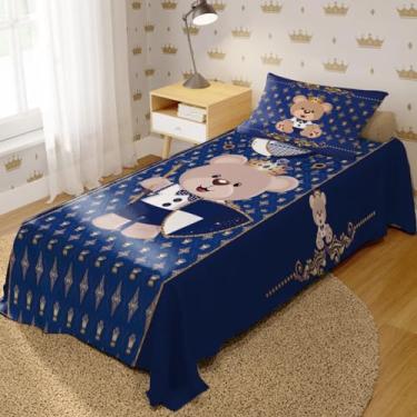 Imagem de Jogo de Cama Lençol + Fronha Quarto Infantil Urso Principe Realeza