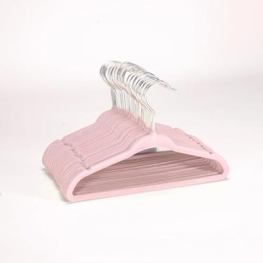 Imagem de Kit 50 Cabides de Veludo Infantil Slim Ultrafino (Rosa)