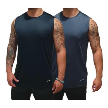 Imagem de Kit 2 Camisetas Regata Lisa  Masculina  Dry Fit  Esporte  Caimento per