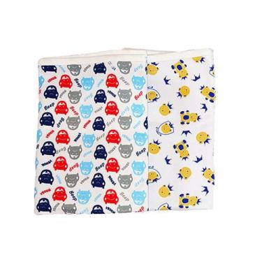 Imagem de Kit 2 Cueiro Manta Bebê Estampado Flanelado Canela Menino - Koala Baby