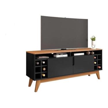 Imagem de Rack para tv até 55 polegadas wine 1,3 preto/noce - Village Móveis