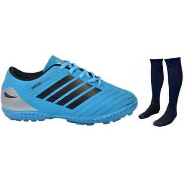 Imagem de Chuteira Society  Revolution Adulto Infantil com Meião - Perflex, Azul