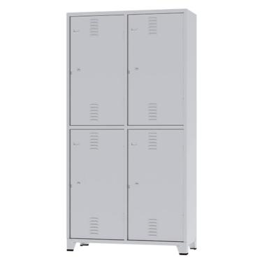 Imagem de Roupeiro De Aço 4 Portas Para Cadeado Insalubre Com Sapateiro Cinza - Amapa
