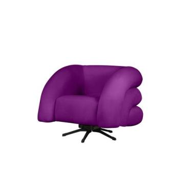 Imagem de Poltrona Base Giratória e Balanço Micheli Veludo Roxo - Mansão Decor