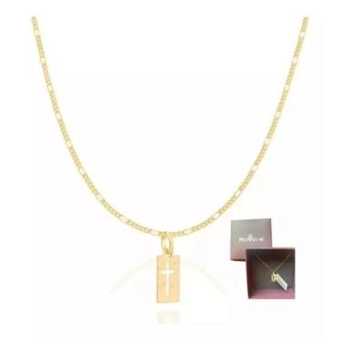Imagem de Conjunto Masculino Cordão 60cm+cruz Rommanel 530072 540004, Dourado