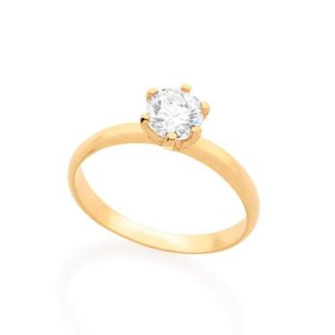 Imagem de Anel Rommanel Solitário Zircônia Banhado A Ouro 512405, 14, Dourado