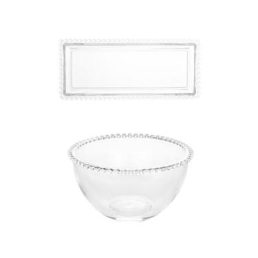 Imagem de Kit Travessa + Saladeira Pearl Bolinha Wolff Transparente